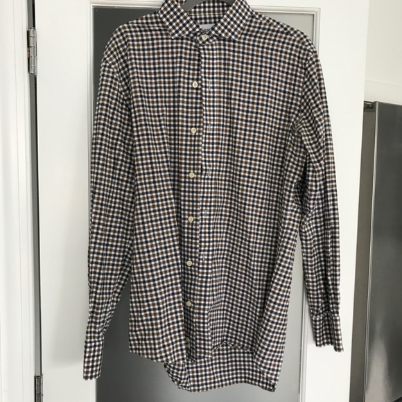 Ledbury Shirt - Navy & Brown Plaid - NWOT - Picture 3 of 5